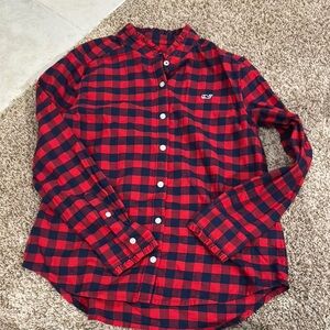 Vineyard Vines Red and Black Checkered button up fleece Shirt size 12